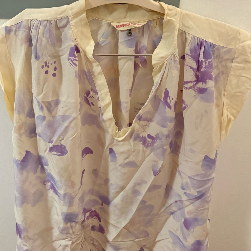 Rebecca Taylor Cream and Purple Top